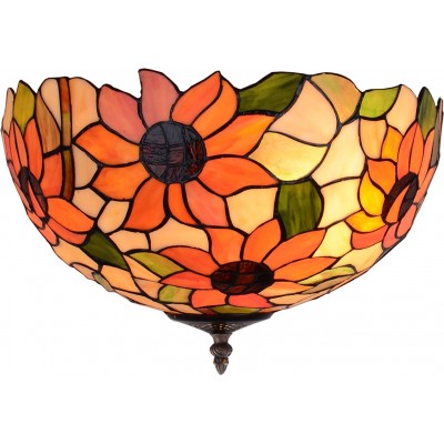 191,95 € Free Shipping | Ceiling lamp Spherical Shape 40×40 cm. Floral design Living room, dining room and bedroom. Design Style. Crystal. Orange Color