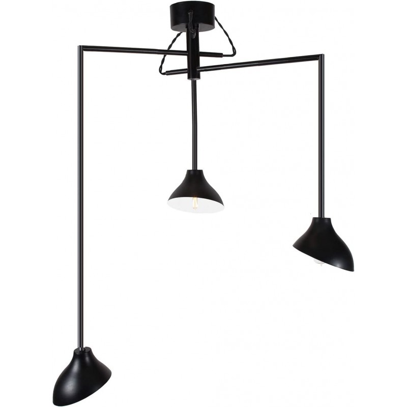 183,95 € Free Shipping | Chandelier 120W Round Shape 110×60 cm. Triple focus Dining room, bedroom and lobby. Industrial Style. Metal casting. Black Color