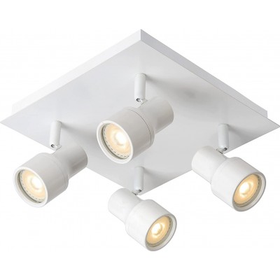 屋内スポットライト 4W 平方 形状 Ø 10 cm. 4 つの調整可能な LED スポットライト リビングルーム, ベッドルーム そして ロビー. モダン スタイル. 金属. 白い カラー
