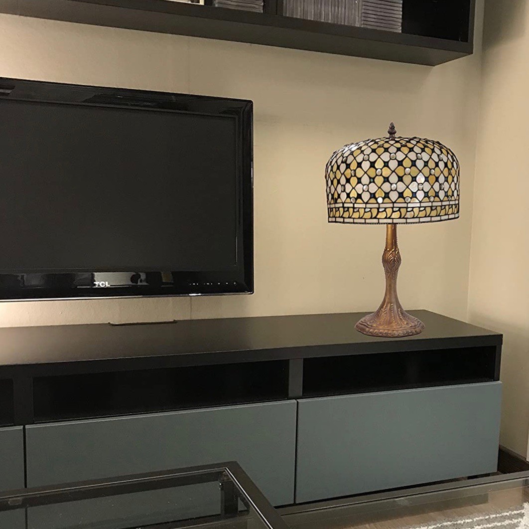 186,95 € Envío gratis | Lámpara de sobremesa 50×30 cm. Cristal. Color marrón