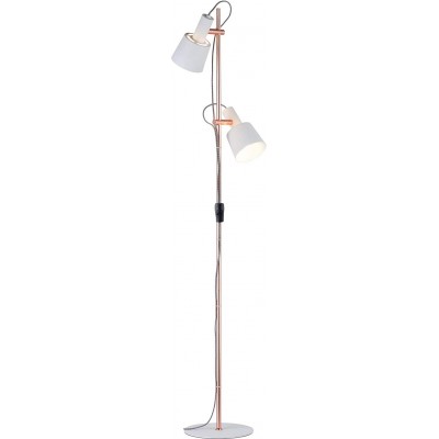 Lámpara de pie 20W Forma Cilíndrica 152×30 cm. Doble foco orientable Salón, comedor y dormitorio. Estilo nórdico. Metal. Color blanco