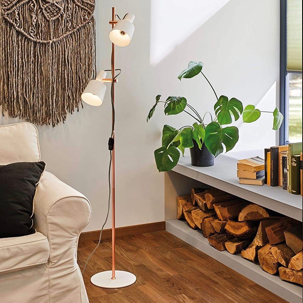 141,95 € Envio grátis | Luminária de piso 20W 152×30 cm. Foco ajustável duplo Metais. Cor branco