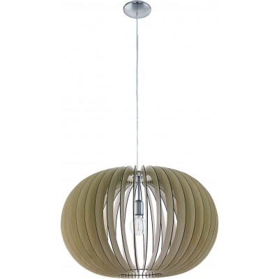 Lámpara colgante Eglo 60W Forma Esférica Ø 70 cm. Cocina, comedor y dormitorio. Madera y Textil. Color marrón