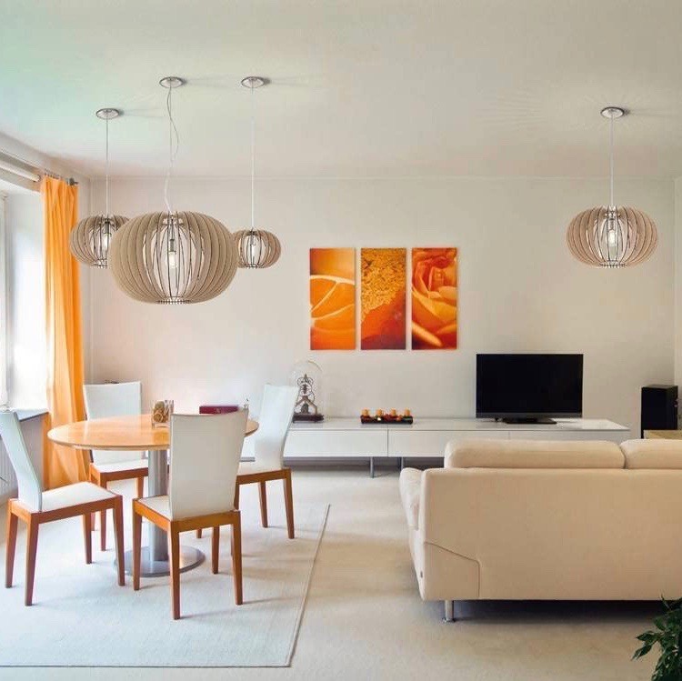 149,95 € Envoi gratuit | Lampe à suspension Eglo 60W Ø 70 cm. Bois et textile. Couleur marron