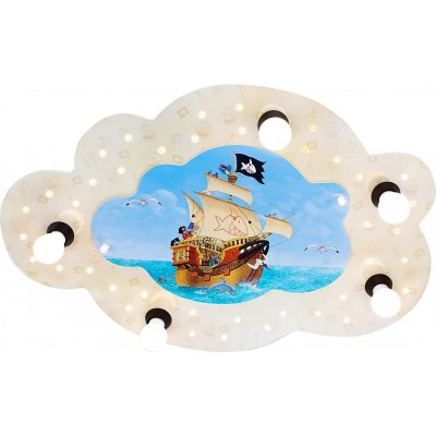 Lampe pour enfants 70×50 cm. Conception avec dessin d'un bateau pirate Salle, chambre et hall. Bois. Couleur beige