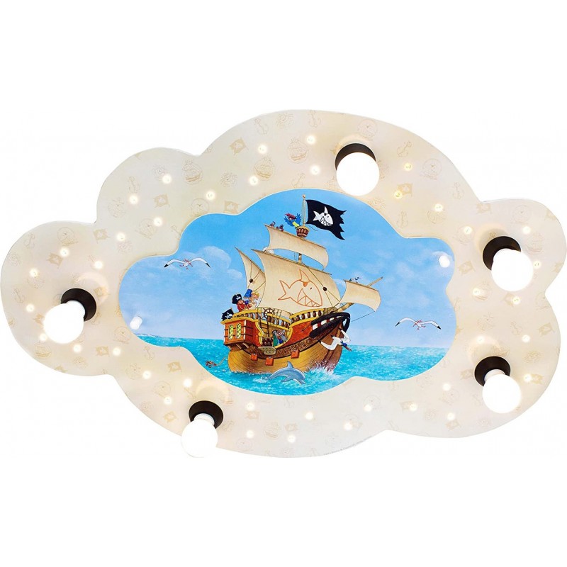 148,95 € Spedizione Gratuita | Lampada per bambini 70×50 cm. Design con disegno di una nave pirata Soggiorno, camera da letto e atrio. Legna. Colore beige
