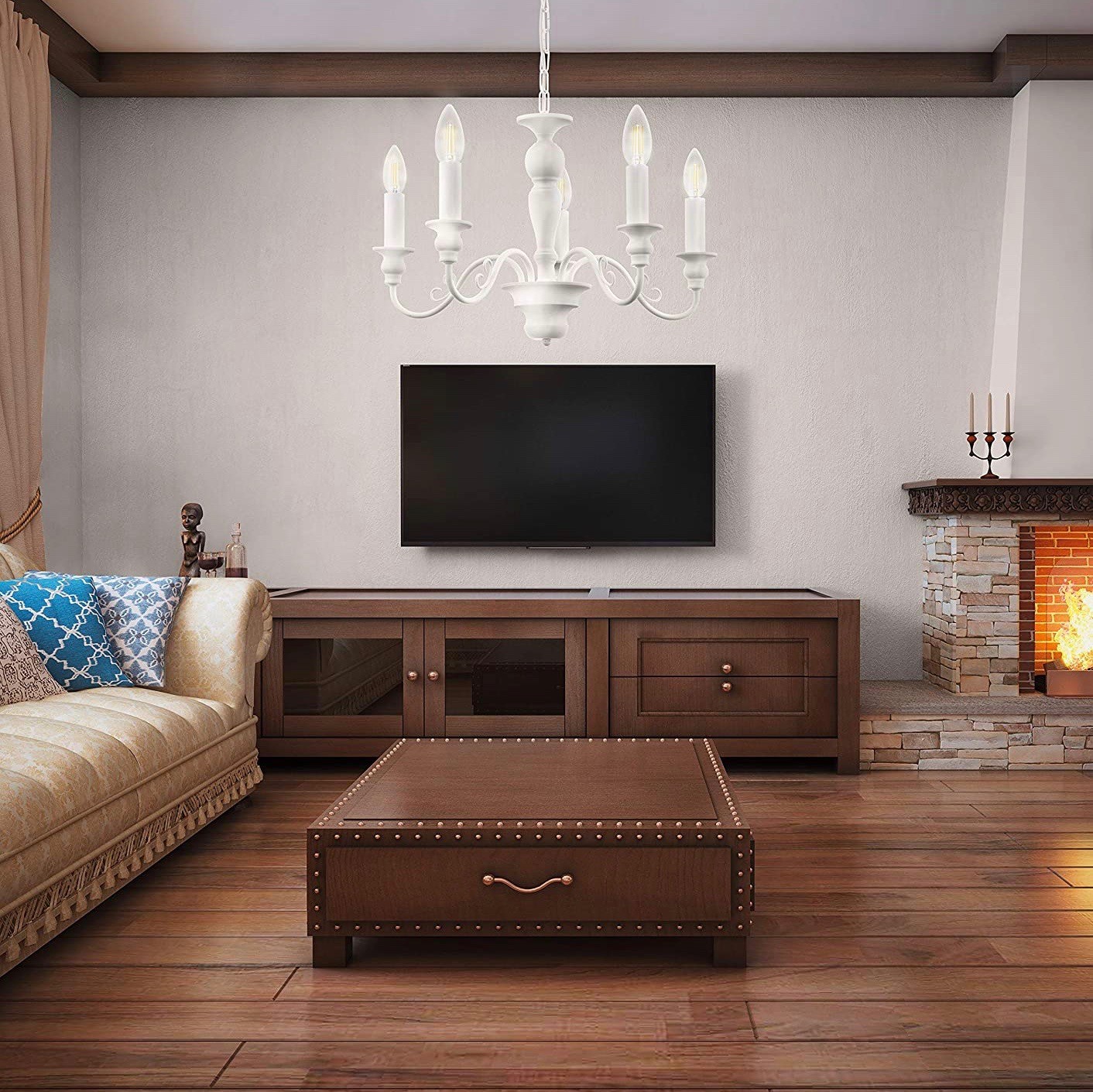135,95 € Envio grátis | Lustre Eglo 110×55 cm. Aço e alumínio. Cor branco