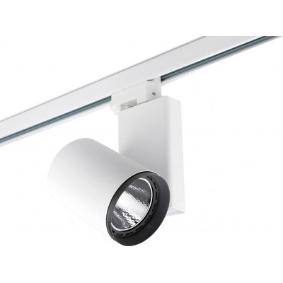 Refletor interno Forma Cilíndrica 28×18 cm. LED ajustável. Instalação em sistema trilho-trilho Sala de estar, quarto e salão. Alumínio. Cor branco