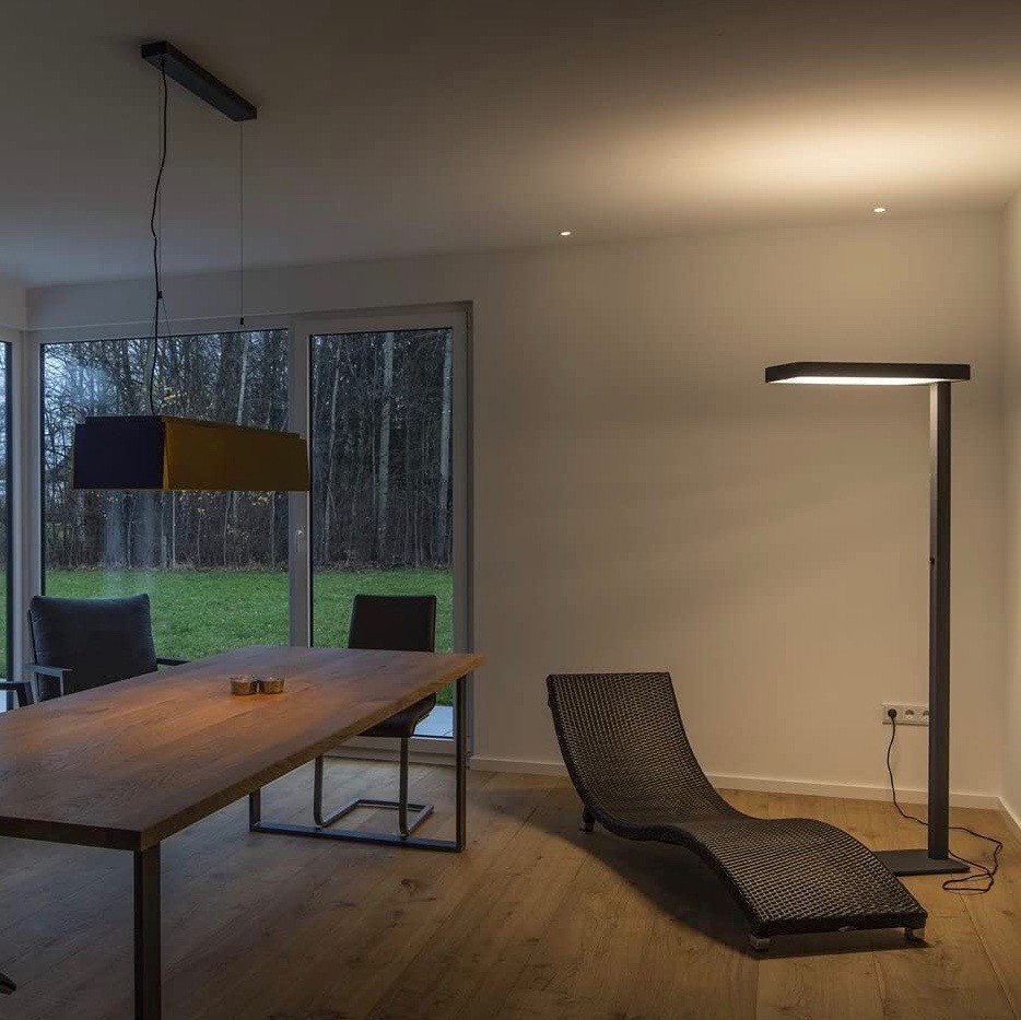 228,95 € Envío gratis | Lámpara de pie 37W 3000K Luz cálida. 187×70 cm. Acrílico y aluminio. Color gris