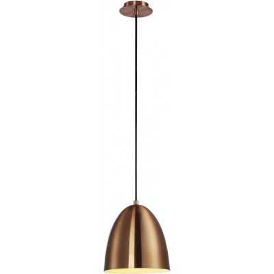 Lâmpada pendurada 60W Forma Cônica 29×27 cm. Sala de jantar, quarto e salão. Aço e Alumínio. Cor cobre