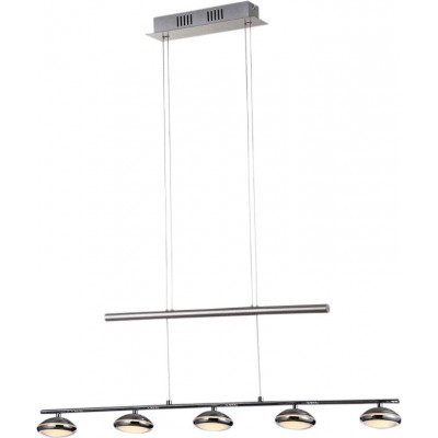 187,95 € Free Shipping | Hanging lamp 25W Extended Shape 150×98 cm. 5 adjustable LED spotlights Kitchen, terrace and garden. Modern Style. Acrylic and Metal casting. Plated chrome Color