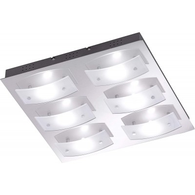 Lampada da soffitto 4W Forma Quadrata 40×40 cm. LED Soggiorno, sala da pranzo e atrio. Stile moderno. Bicchiere. Colore argento