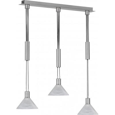 Hanging lamp 4W Conical Shape 150×80 cm. Triple focus Living room, bedroom and lobby. Classic Style. Glass. Nickel Color