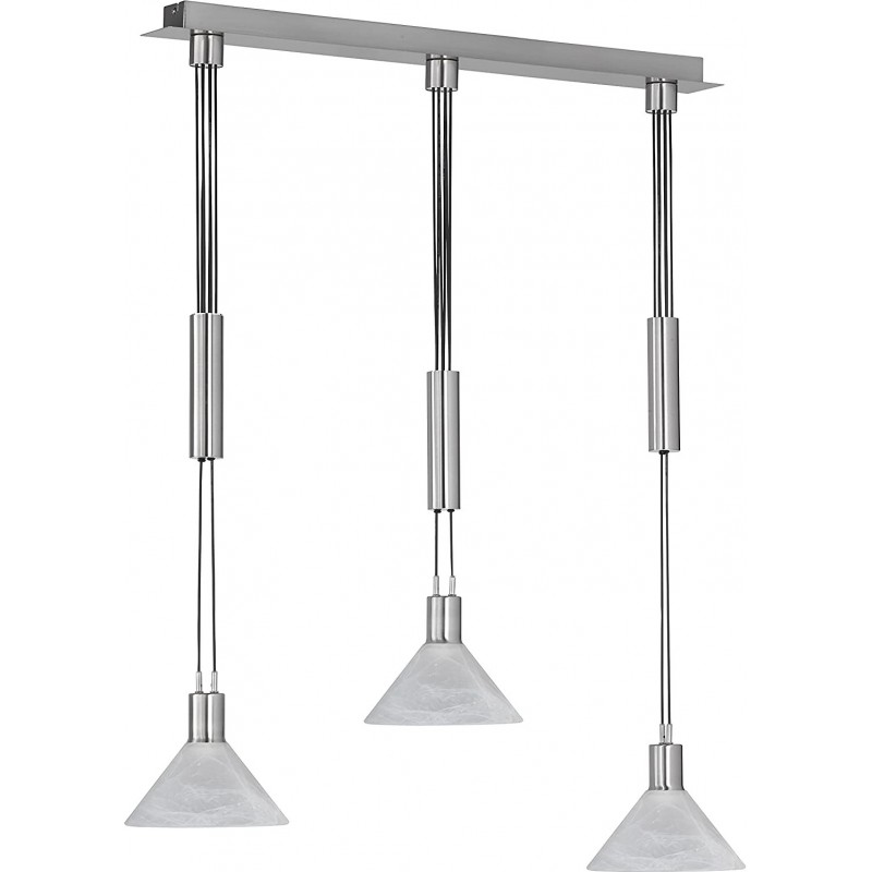 174,95 € Free Shipping | Hanging lamp 4W Conical Shape 150×80 cm. Triple focus Living room, bedroom and lobby. Classic Style. Glass. Nickel Color