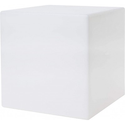 Meubles avec éclairage 9W E27 Façonner Cubique 43×43 cm. Salle, salle à manger et hall. PMMA. Couleur blanc
