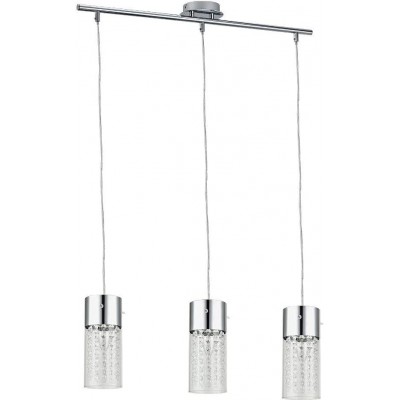 169,95 € Free Shipping | Hanging lamp 40W Cylindrical Shape 125×70 cm. Triple focus Living room, dining room and bedroom. Modern Style. Metal casting and Glass. Plated chrome Color
