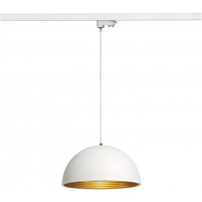 Hanging lamp 40W Spherical Shape 48×48 cm. Adjustable LED. Installation in track-rail system Living room, dining room and bedroom. Steel and Aluminum. White Color