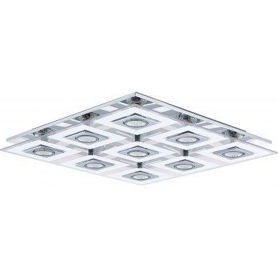 139,95 € Free Shipping | Ceiling lamp Eglo 47×47 cm. 9 LED spotlights Stainless steel and glass. Plated chrome Color