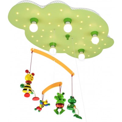 Kinderlampe 40W 75×50 cm. 5 Lichtpunkte. Hängende Ornamente in Tierform Wohnzimmer, esszimmer und empfangshalle. Modern Stil. Holz. Grün Farbe