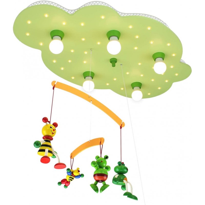 161,95 € Free Shipping | Kids lamp 40W 75×50 cm. 5 points of light. Animal Shaped Hanging Ornaments Living room, dining room and lobby. Modern Style. Wood. Green Color