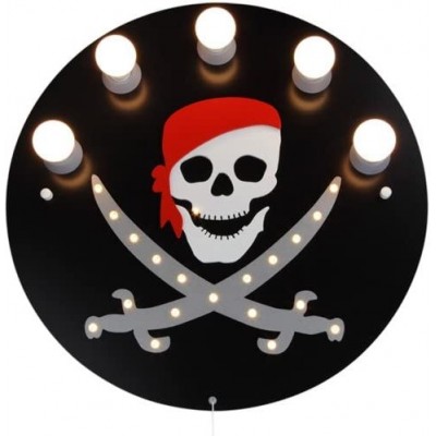 165,95 € Free Shipping | Kids lamp 200W Round Shape 50×50 cm. 5 LED spotlights. pirate design Dining room, bedroom and lobby. Modern Style. Wood. Black Color
