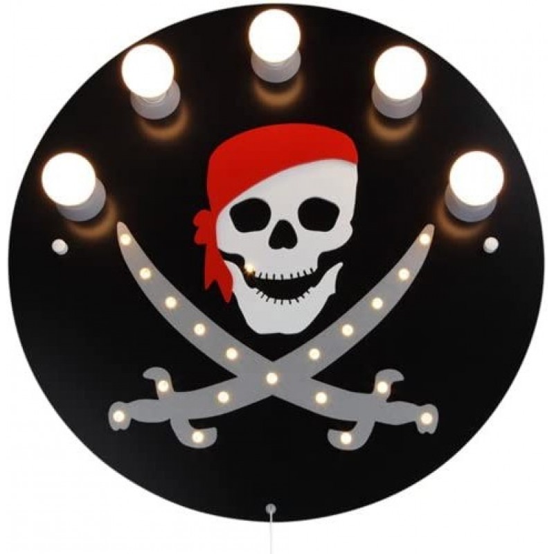 165,95 € Free Shipping | Kids lamp 200W Round Shape 50×50 cm. 5 LED spotlights. pirate design Dining room, bedroom and lobby. Modern Style. Wood. Black Color