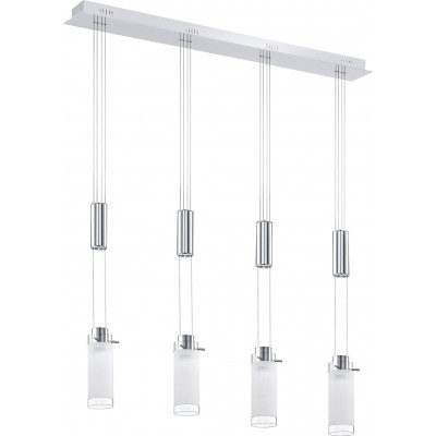 166,95 € Free Shipping | Hanging lamp Eglo 6W Cylindrical Shape 110×87 cm. 4 spotlights Living room, dining room and bedroom. Design Style. Steel and Glass. White Color