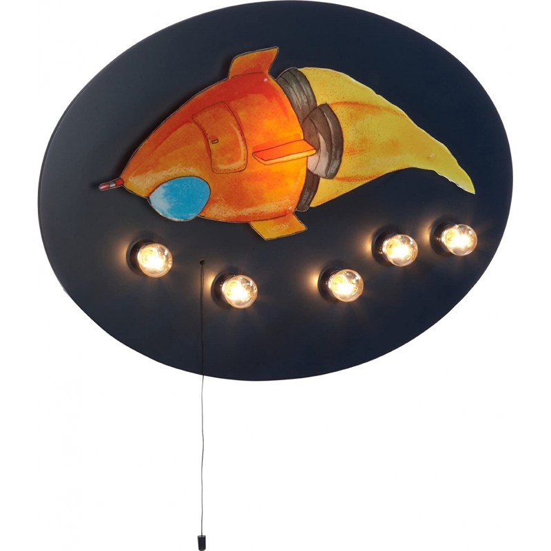 162,95 € Free Shipping | Kids lamp 40W Round Shape Ø 4 cm. 5 light points Living room, dining room and bedroom. Modern Style. Wood. Orange Color