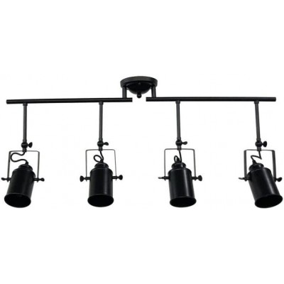 Indoor spotlight Cylindrical Shape 15×15 cm. 4 adjustable spotlights Living room, dining room and lobby. Metal casting. Black Color