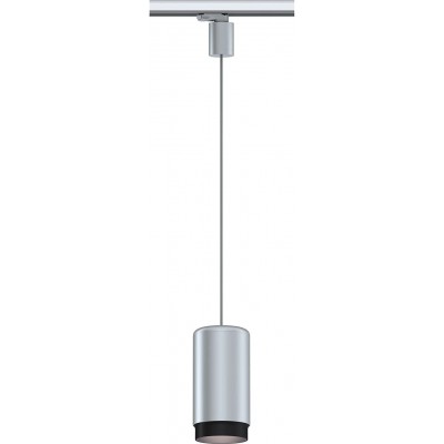 Lampada a sospensione 50W Forma Cilindrica 27×14 cm. Sala da pranzo, camera da letto e zona bambini. PMMA e Metallo. Colore argento