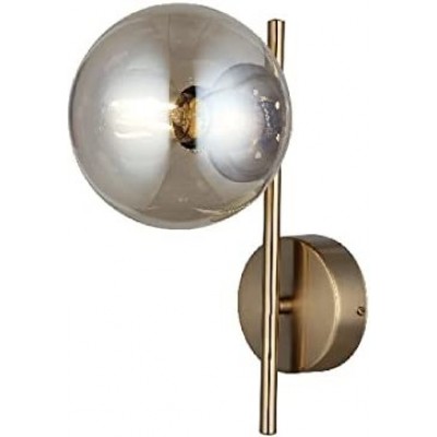 265,95 € Free Shipping | Indoor wall light 40W Spherical Shape 31×24 cm. Living room, bedroom and lobby. Metal casting and Glass. Golden Color