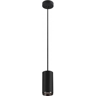 251,95 € Free Shipping | Hanging lamp 20W Cylindrical Shape 19×9 cm. Position adjustable LED Living room, dining room and bedroom. Modern Style. Aluminum and PMMA. Black Color