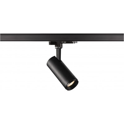 Indoor spotlight 10W Cylindrical Shape 15×7 cm. Rail-rail system. position adjustable LED Living room, bedroom and lobby. Modern Style. Aluminum and Polycarbonate. Black Color