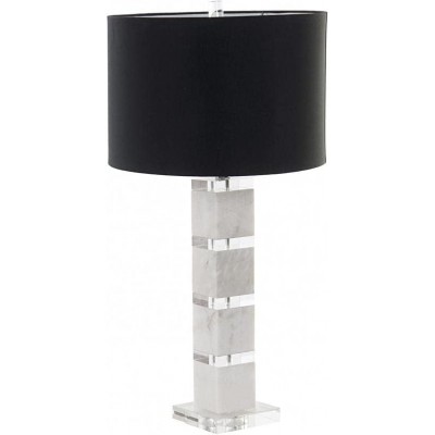 263,95 € Free Shipping | Table lamp Cylindrical Shape 73×38 cm. Living room, dining room and lobby. Crystal, Textile and Glass. Black Color