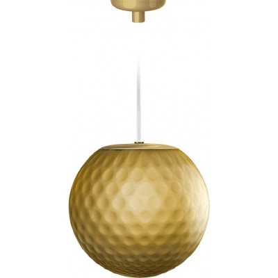Lámpara colgante 48W Forma Esférica 22×21 cm. Salón, comedor y vestíbulo. Cristal y Vidrio. Color dorado
