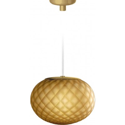Hanging lamp 48W Spherical Shape 25×18 cm. Living room, dining room and bedroom. Crystal and Glass. Golden Color