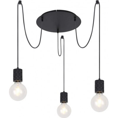 Lámpara colgante 60W Forma Esférica 160×35 cm. Triple foco Salón, comedor y dormitorio. Aluminio y Metal. Color negro