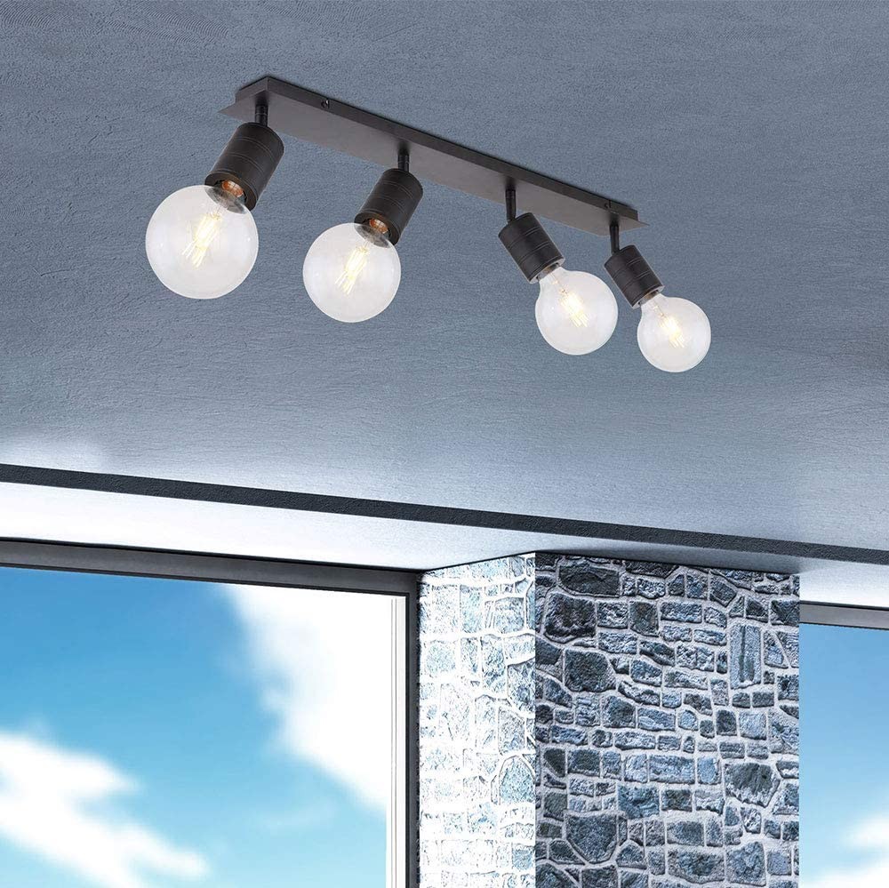 227,95 € Envío gratis | Foco para interior 45×45 cm. 4 focos orientables Metal. Color negro
