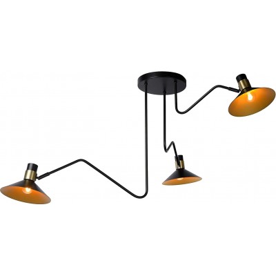 Lámpara de techo 120W Forma Cónica 108×108 cm. 3 puntos de luz Comedor, dormitorio y vestíbulo. Estilo moderno. Acero. Color negro
