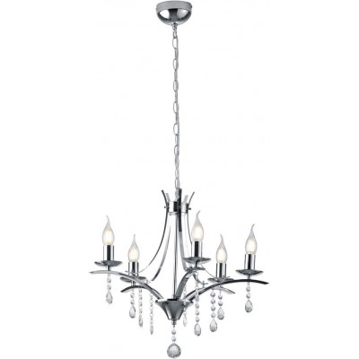 Chandelier Trio 40W 150×52 cm. Living room, dining room and bedroom. Modern Style. Metal casting and Glass. Plated chrome Color