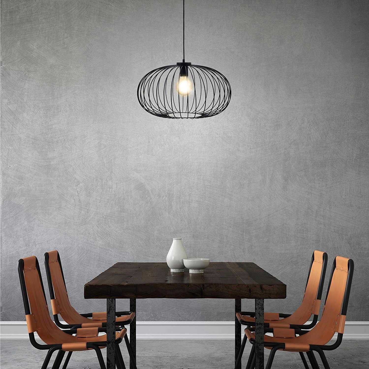 133,95 € Envoi gratuit | Lampe à suspension 60W 120×50 cm. Acier. Couleur noir