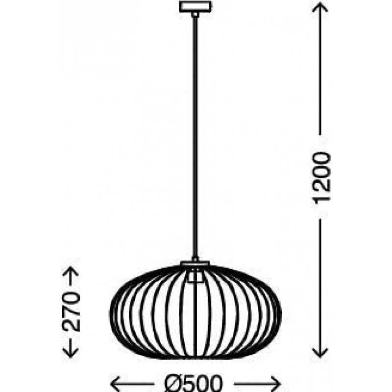 139,95 € Free Shipping | Hanging lamp 60W Spherical Shape 120×50 cm. Living room and dining room. Retro Style. Steel. Black Color