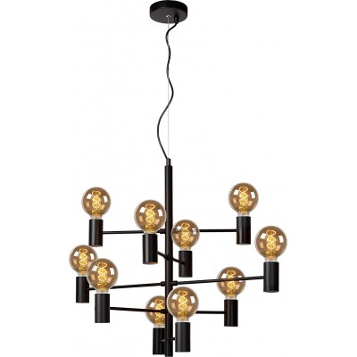 Lámpara de araña 60W Forma Esférica 190×75 cm. 10 focos Salón, comedor y dormitorio. Estilo moderno. Metal. Color negro