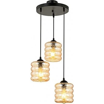 107,95 € Envoi gratuit | Lampe à suspension 60W 110×30 cm. Triple foyer Cristal, métal et verre. Couleur noir