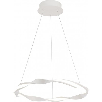 Lampada a sospensione 24W Forma Rotonda Ø 51 cm. LED regolabile in altezza Soggiorno, sala da pranzo e atrio. Stile moderno. Alluminio. Colore bianca