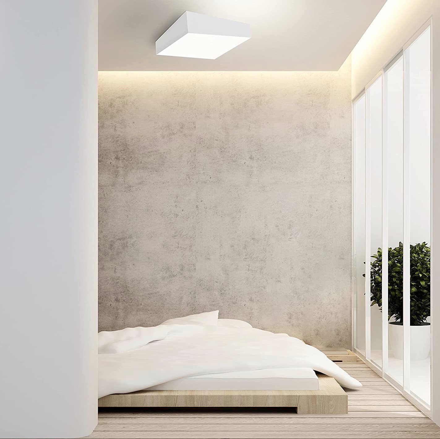 211,95 € Бесплатная доставка | Внутренний потолочный светильник 60×60 cm. Акрил и металл. Белый Цвет