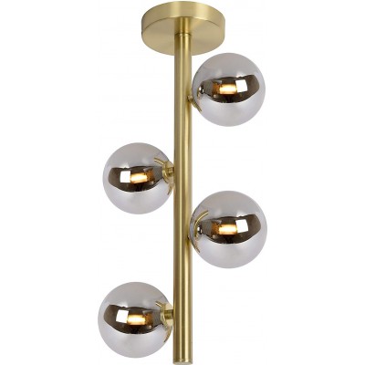 Lâmpada pendurada 112W Forma Esférica Ø 22 cm. 4 pontos de luz Sala de jantar, quarto e salão. Estilo retro. Aço e Vidro. Cor dourado
