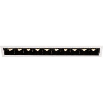 Illuminazione da incasso 2W Forma Rettangolare 26×5 cm. 10 faretti Soggiorno, sala da pranzo e atrio. Alluminio e Policarbonato. Colore nero