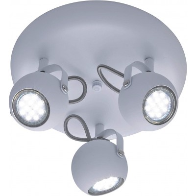 Внутренний точечный светильник Trio 25W 5000K Нейтральный свет. Сферический Форма 25×25 cm. Тройной светодиодный прожектор Столовая, спальная комната и лобби. Современный Стиль. Металл. Серый Цвет
