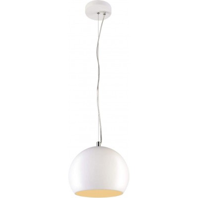 Lâmpada pendurada 11W Forma Esférica 34×28 cm. LED Sala de estar, sala de jantar e quarto. Aço e Gesso. Cor branco
